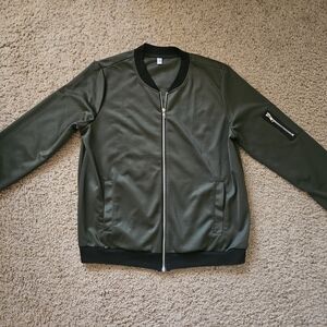 Womens Satin Olive Bomber Jacket